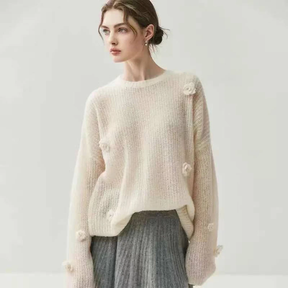 

Женские свитера и пуловеры Jxwatcher 2026: Весенние тонкие вязаные топы из высококачественного кашемира и шелковой смеси, модная одежда