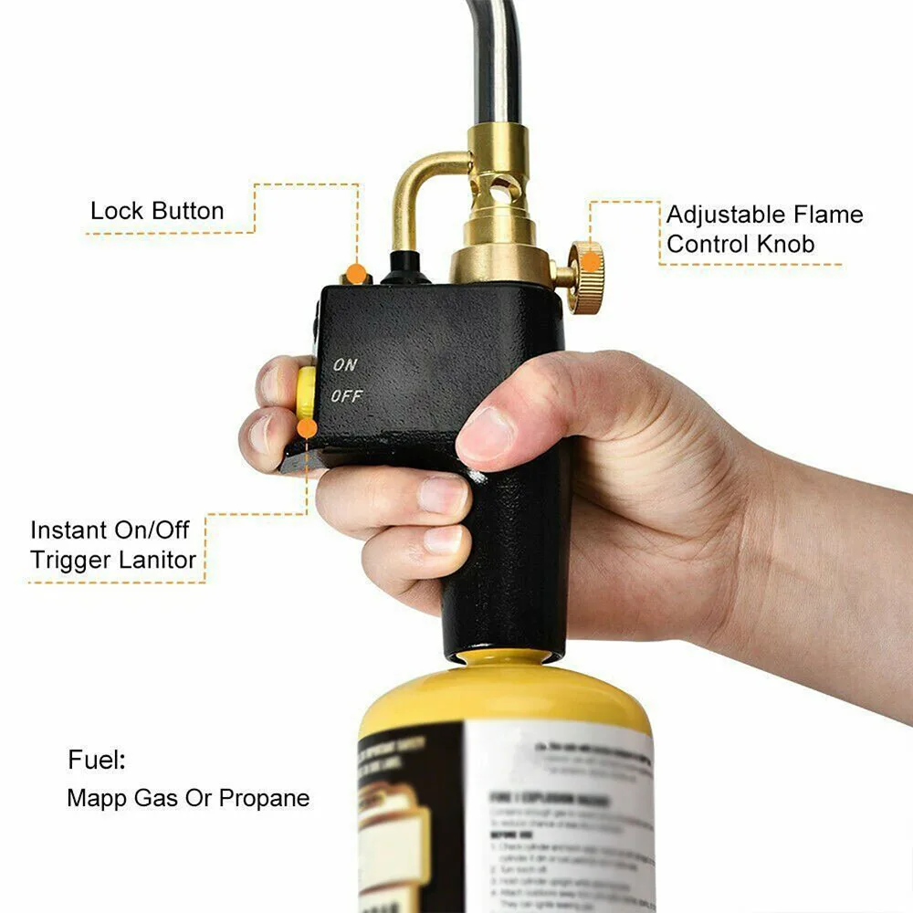 MAPP Propane Gas Welding Torches Plumbing Blow Torch Soldering Tool Brass Flame Gun Brazing Quick Fire Solder Burner