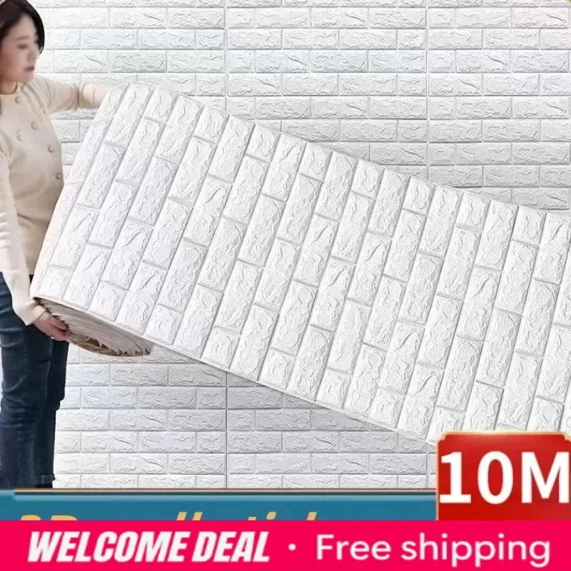 

2026 3D Self-Adhesive Wallpaper Continuous Waterproof Brick Wall Stickers Living Room Bedroom Children's Room Home Decoration