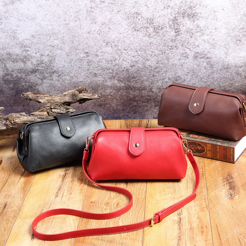 Women’s Genuine Leather Shoulder Bag 2024 Trendy Brand Small Buckle Messenger Bag Fashion Ladies Crossbody Bags Female Bolsas