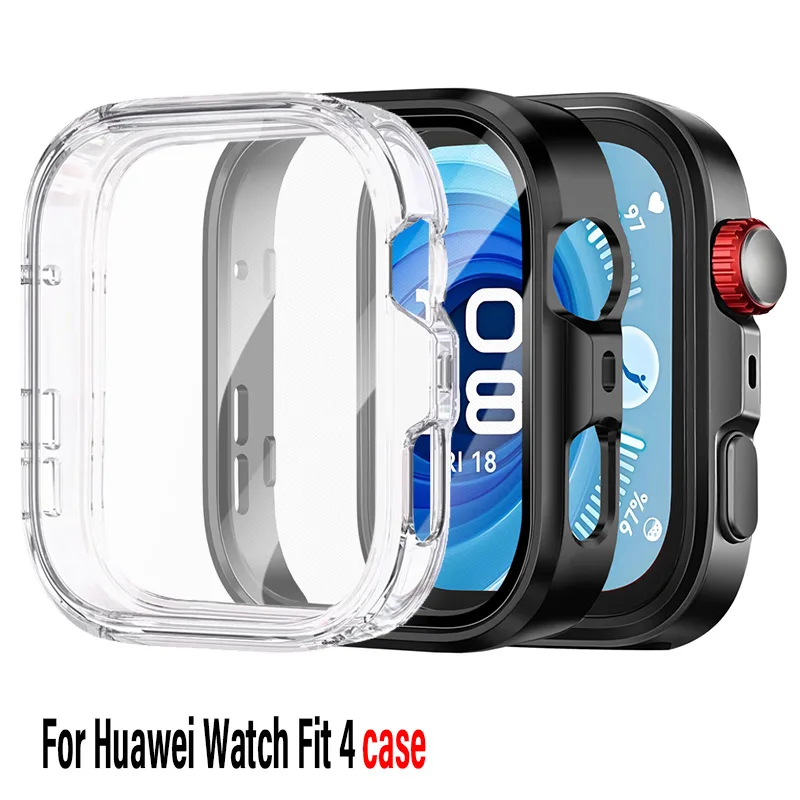 Gehärtetes Glas + Hülle für Huawei Watch Fit 4, Rundum-PC-Stoßstange, Displayschutzfolie für Huawei Watch Fit 4-Zubehör