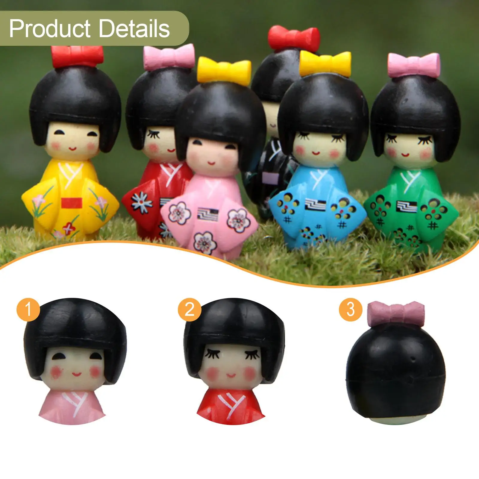 6x Japanese Dolls Traditional Kimono Girls Dolls Adorable Crafts Collectible Unique Fairy Garden Japan Girl Statue Ornament