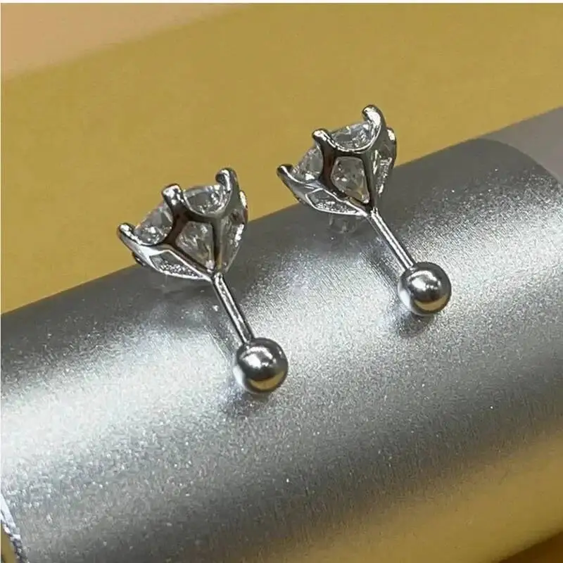 0,3-2CT Moissanit-Ohrringe 925 Sterling Silber Rundschliff Ohrstecker Piercing-Ohrringe für Männer und Frauen Feiner Schmuck – Detail 5