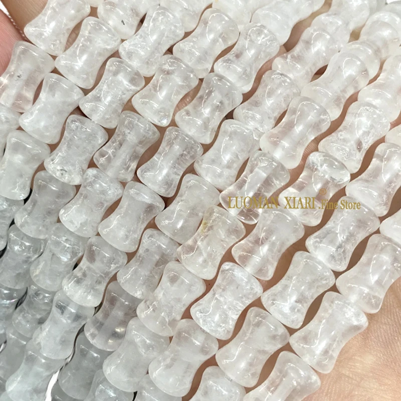 8x12MM Natural Stone White Crystal Bamboo Shape Loose Spacer Beads for Jewelry Making Diy Earrings Bracelet Charms Accessories