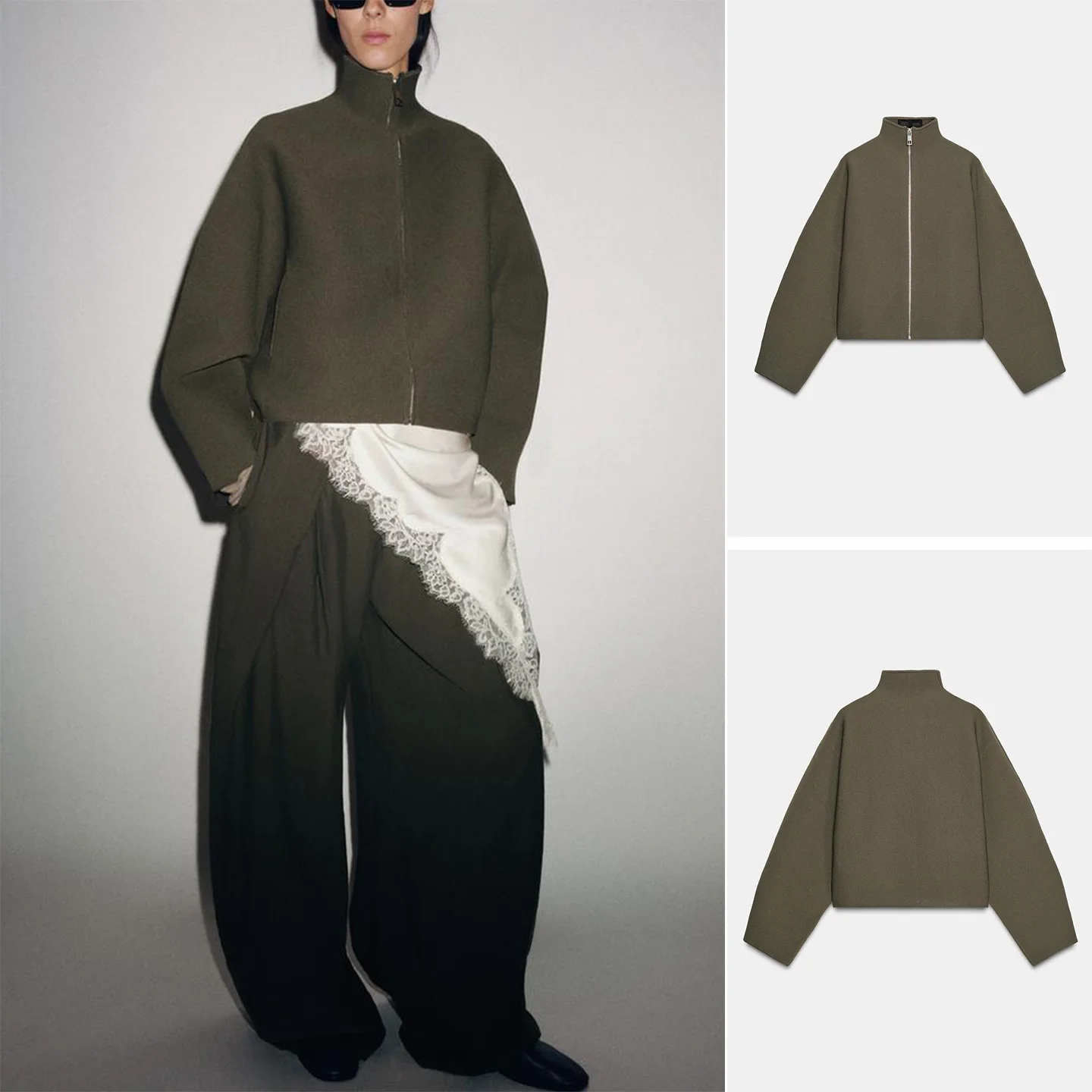 

Женская вязаная куртка mat Sle, осенне-зимняя новинка, с длинными рукавами, на молнии, с воротником-стойкой, короткое пальто из полиэфирного волокна