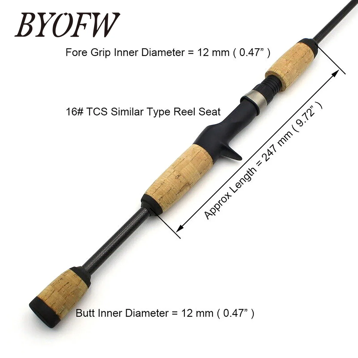 BYOFW 1 Set Casting Reel Seat Composite Cork Fishing Rod Handle Split Grip Repair Pole Building Stick Replacement Tackle