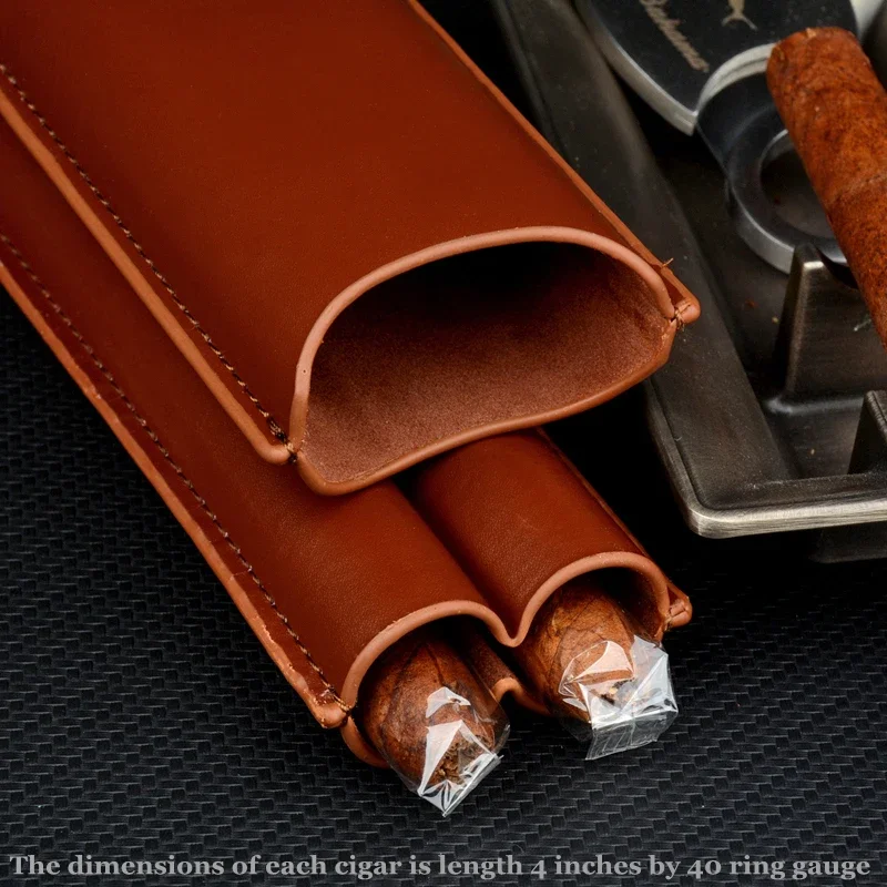 52 Ring Cigar Case 2 Tube Man-made Leather Cigar Humidor Portable Humidor for Cigars Accessories Box Cigarette Travel Pure Boxes