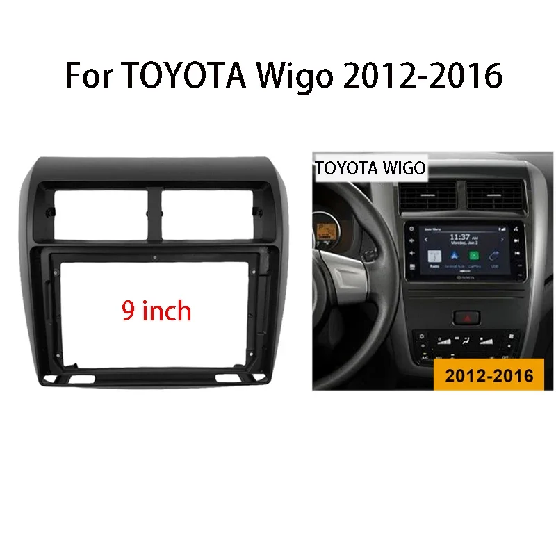 2Din car radio Frame 9 inch for Toyota AGYA WIGO 2013 2014 2015 2016 2017 2018 2019 Audio Dash Trim Fascia Panel Kit