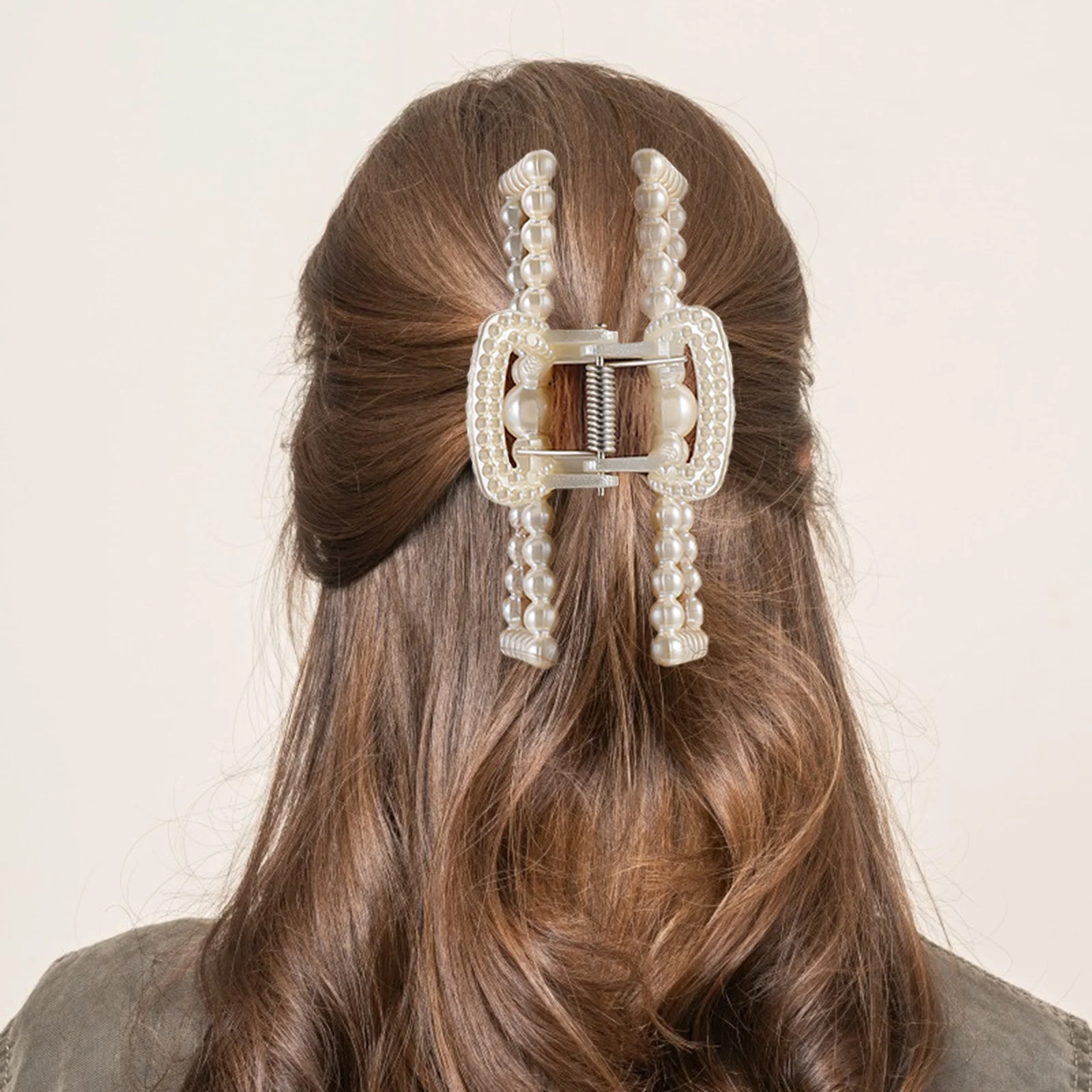 

4Pcs Elegant Pearl Hair Clips for Women Acrylic Hair Claw Clamp Simple Hairstyle Decorative Accessory Gift for Her
