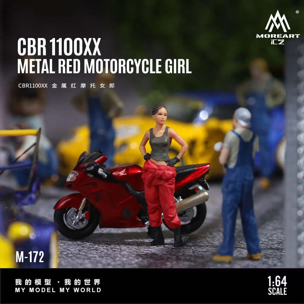 MoreArt 1:64 CBR1100XX Metal Red Motorcycle Beauty Figure Resin Model, Miniature Scene Decoration Gift&Display