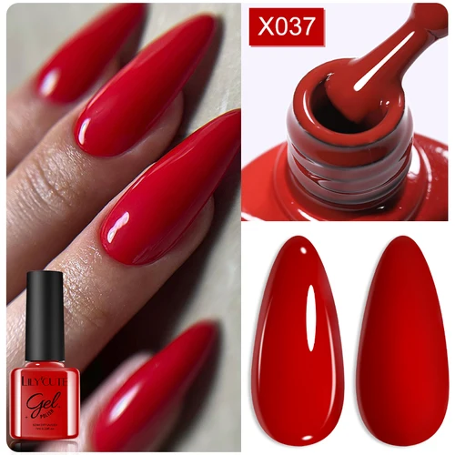 LILYCUTE 7ML esmalte de uñas en Gel de caramelo rojo oscuro 125 colores semipermanente remojo Base capa superior manicura UV barniz de Gel para decoración de uñas