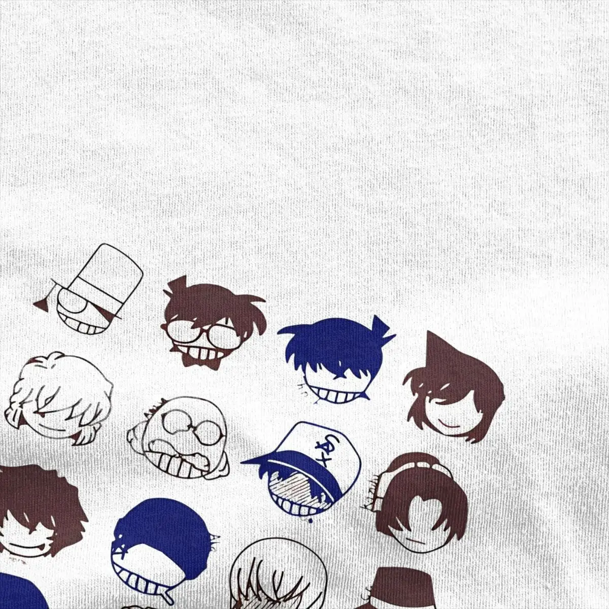 Detective Conan Character Icons Tshirt Men\'s 100%Cotton Clothing Aesthetic Round Neck Short Sleeve