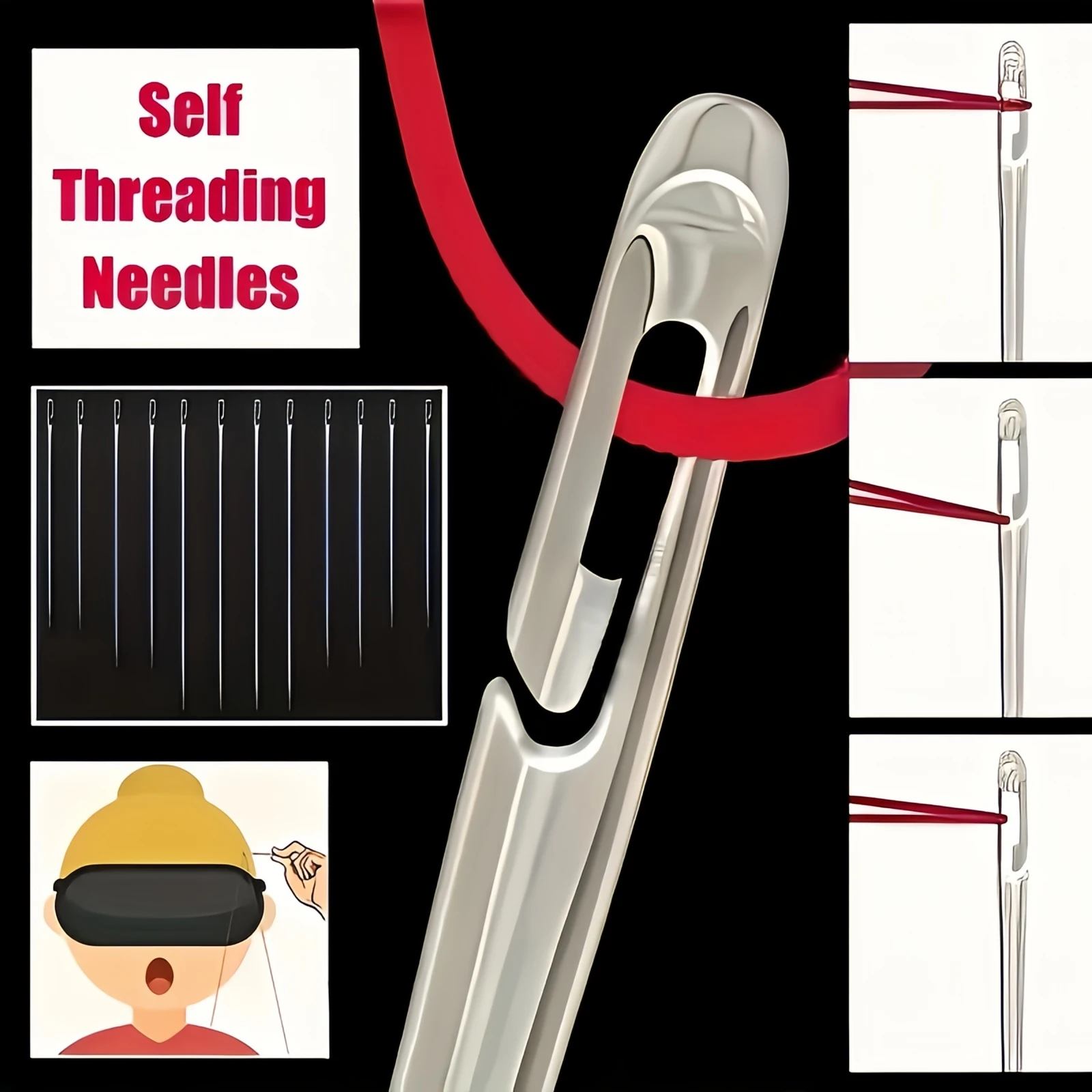 Needle-free sewing needle for home use, no-threading required — specially designed for elderly and visually impaired individuals
