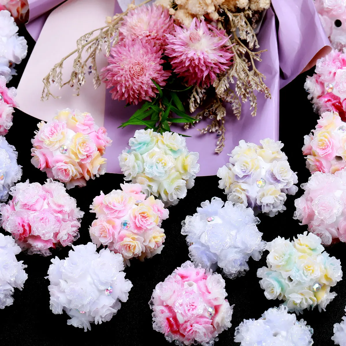 4 stücke Zufällige Farbe Schöne Weiche Blume Ton Perlen Lose Spacer Perlen Für Schmuck Machen DIY Perlen Stift Armband Telefon kette