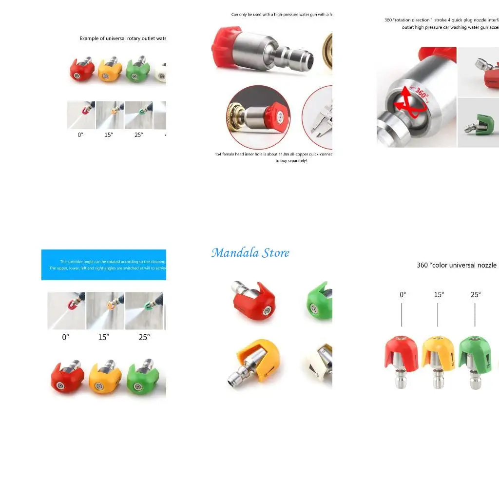 

U2JC 4PCS Stainless Steel Nozzle Set for Efficient Car Cleaning Wash Tips