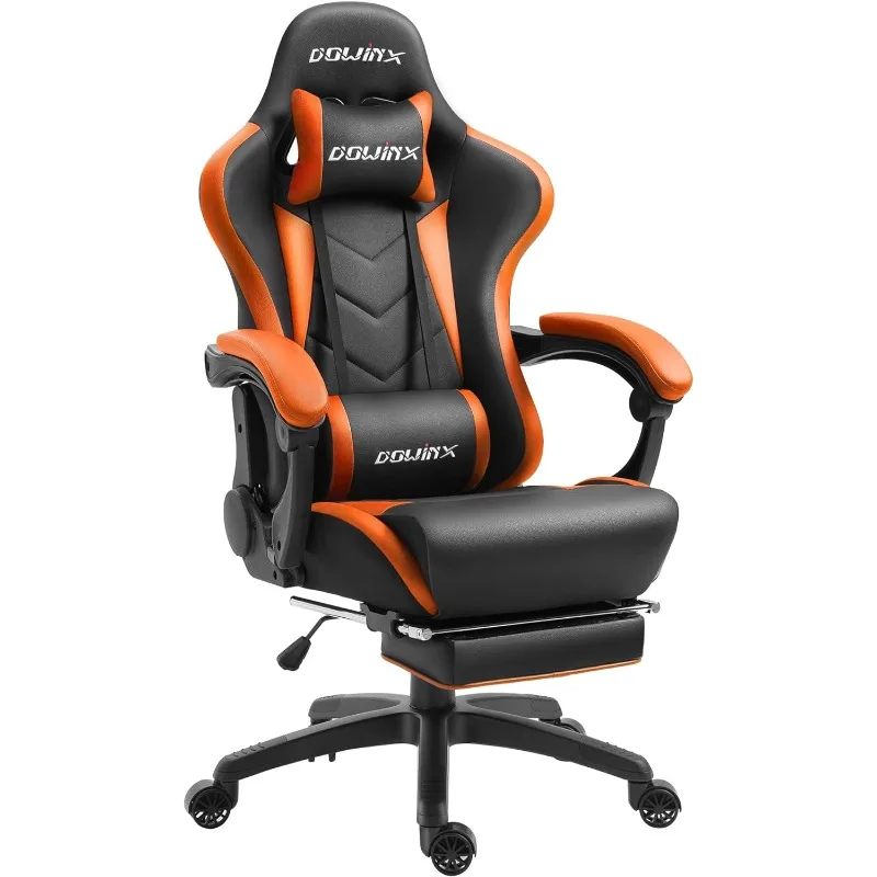 

Gaming Chair Ergonomic Racing Style Recliner with Massage Lumbar Support, Office Armchair for Computer PU Leather E-Sports Gamer