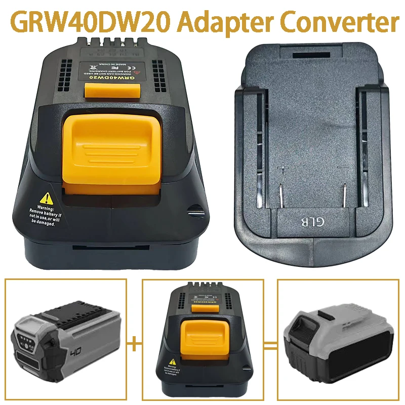 

For Greenworks 40V Li-ion Battery Convert To for Dewalt 20V Battery,for Dewalt 20V MAX XR Power Tools GRW40DW20 Battery Adpter