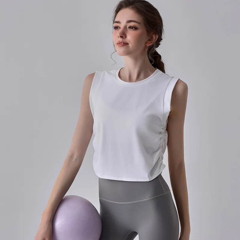 

Женский спортивный жилет, свободная блузка без рукавов с круглым вырезом, быстросохнущая одежда для фитнеса, жилет для йоги, футболка для похудения