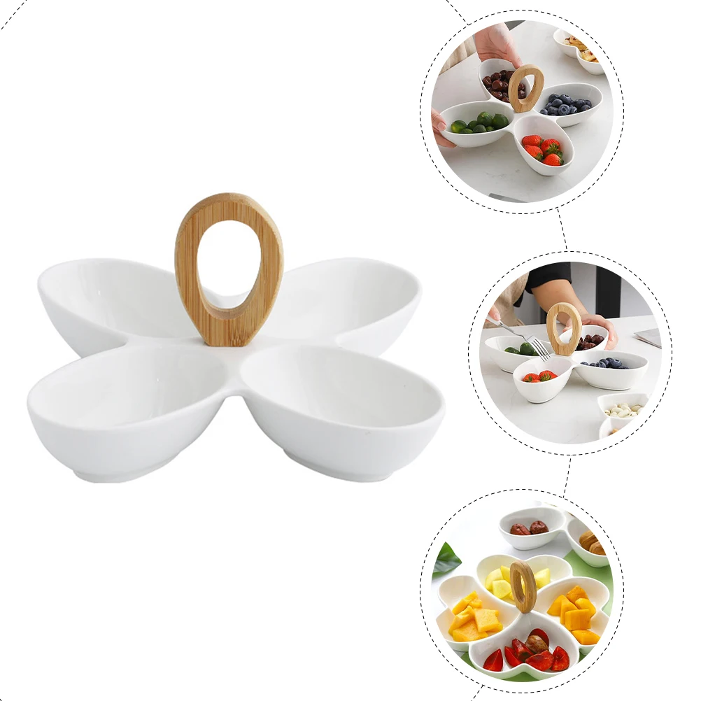 

Four Leaf Clover Fruit Plate Ceramic Snack Tray Dried Fruit Bowl Japanese Style Serving Household Kitchen Candy Nut