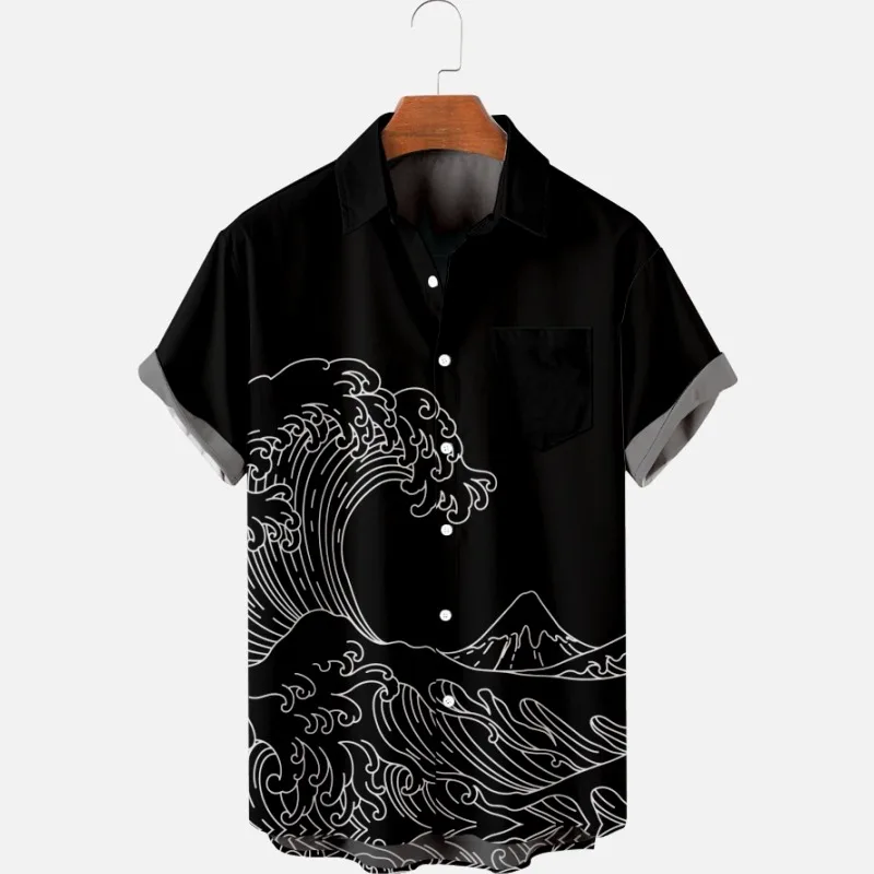 Camisas de manga corta de verano para hombres, camisas originales con estampado de tendencia étnica, Tops 015, 2022