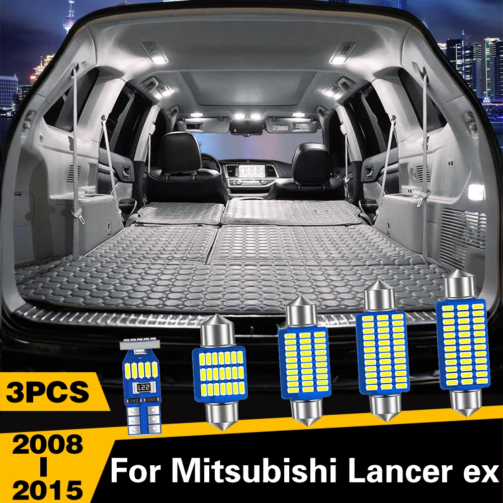 3 Pcs White Ice-Blue LED Dome Reading Roof Light Interior Accessories For Mitsubishi Lancer-ex 2008-2015