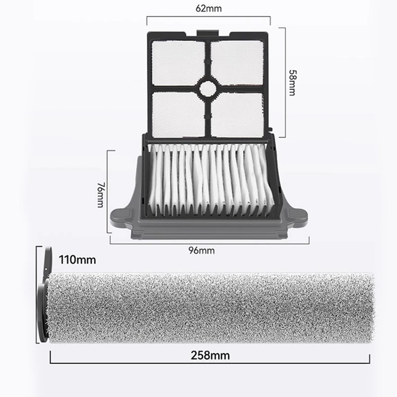 Wymienne filtry HEPA i zestaw wałków szczotkowych do bezprzewodowego odkurzacza parowego Tineco FLOOR ONE S7 na mokro i sucho
