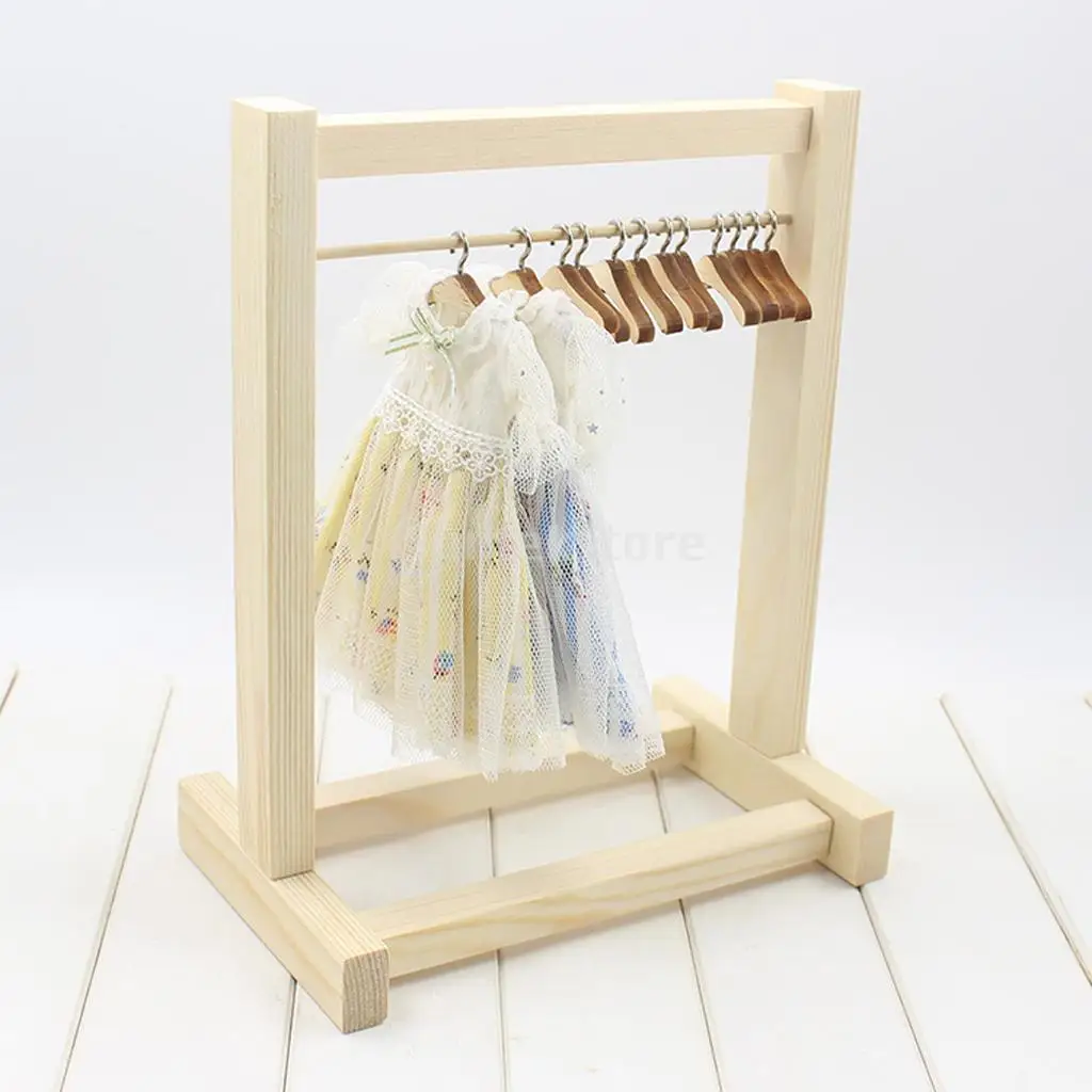 Handmade Wooden Clothing Hangers for Dolls BJD 16 Cm Accessories Dollhouse Decoration Wardrobe for Clothes