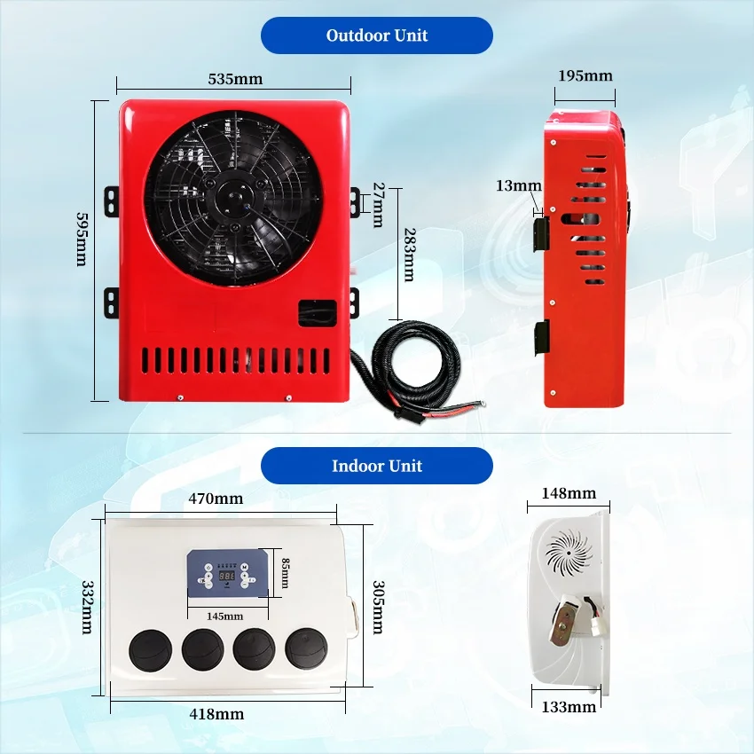 12 volts/24 volts outros sistemas de ar condicionado 12v/24v dc alimentado mini unidade ac elétrica de ar condicionado de estacionamento dividido para caminhão