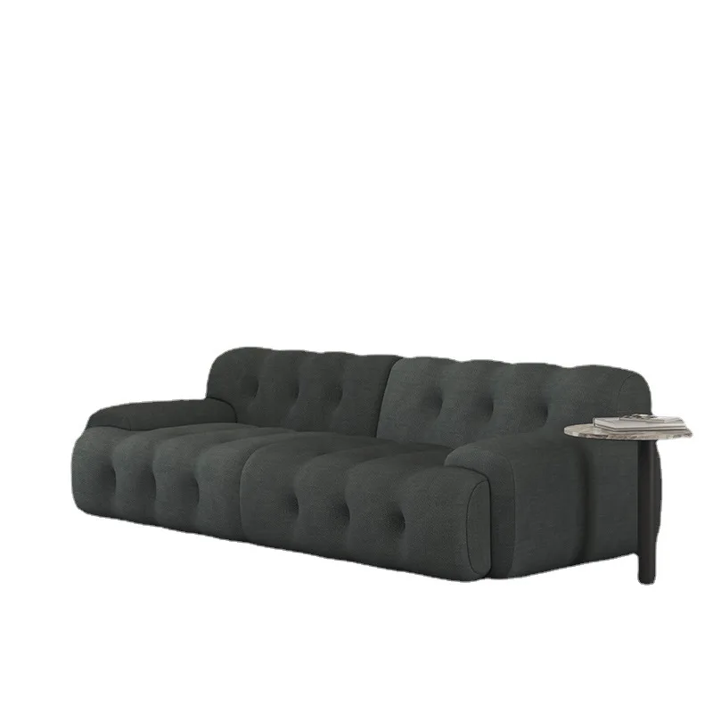 

wabi-sabi fabric sofa, living room small apartment three-person lamb wool cream style, Nordic simple sofa