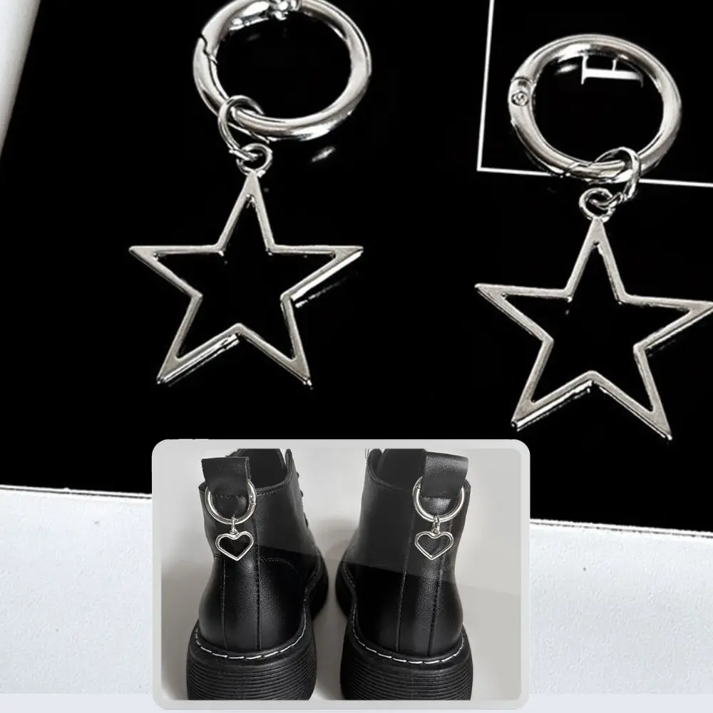 2PCS Hollow Big Stars Hearts Pendant Shoes Buckles Martin Boots Decoration Party Jewelry DIY Snap Hook Women Shoes Accessories image 3