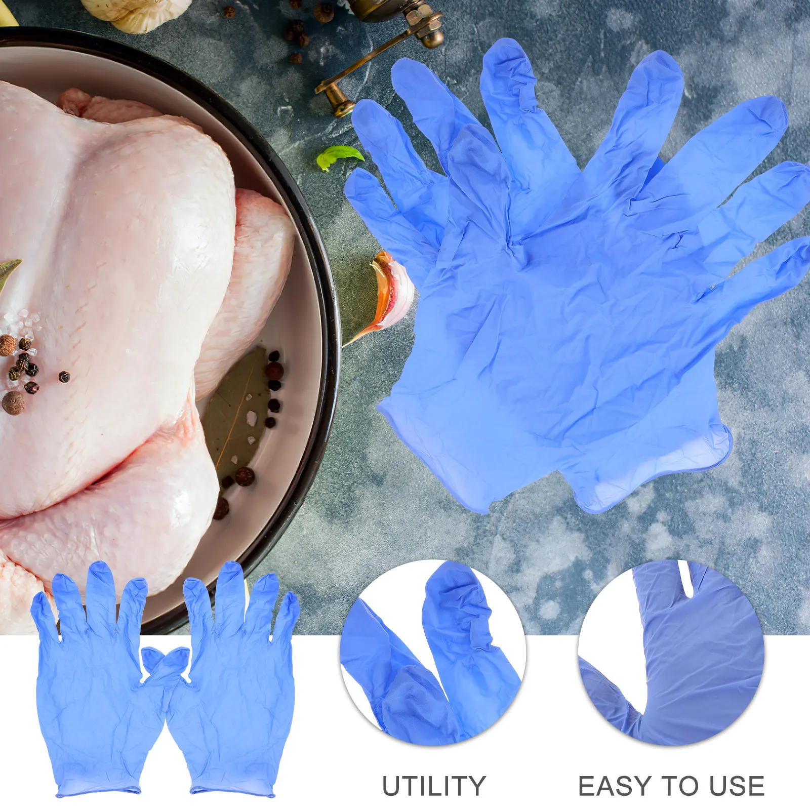 50Pairs Butyronitrile Gloves Disposable Heavy Duty Cleaning Mittens for Household Gardening Painting Mechanic Work