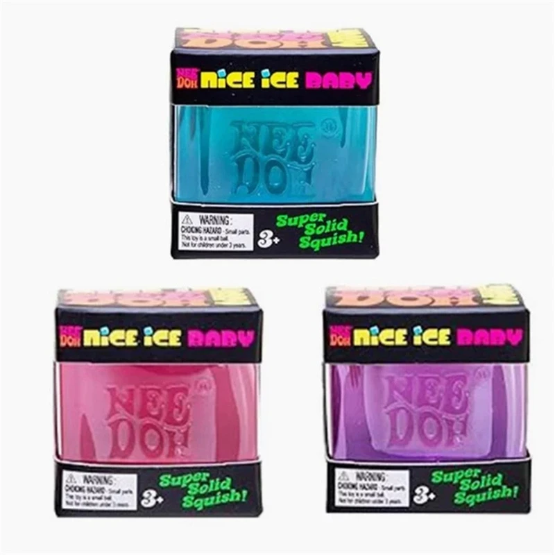 Needoh Nice Ice Baby Mini Ice Cube Sensory Soothing Fidget Super Squish Solid Slow Rebound Travel Portable Pocket Decompress Toy