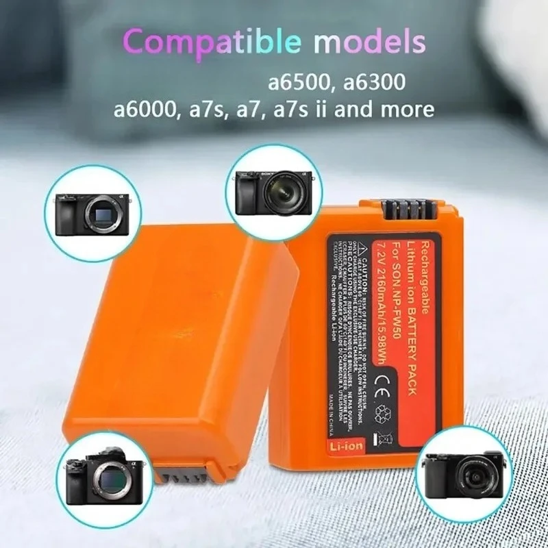 

2160mAh NP-FW50 NPFW50 Digital Battery for Sony ZV-E10 A7 A7R A7RII A7SII A7S a6300 a6400 a6500 RX10 Series LED Dual Charger