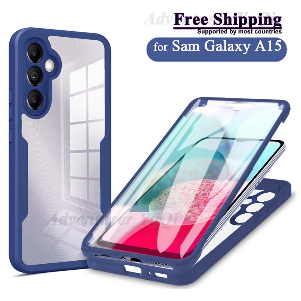 

For Samsung Galaxy A15 360 Case Full Coverage Protection Screen Protector Camera Lens Phone Bumper Shell Funda