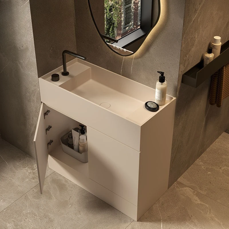 

Artificial stone storage column basin Hotel household small apartment bathroom Floor-to-ceiling sink basin