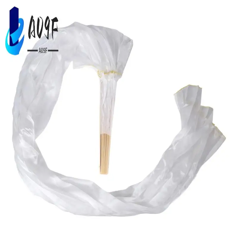 

A09F-100% Silk Unisex Chinese Silk Veil Dance Fans 1Pcs Belly Dance Fans White Color 180X90cm