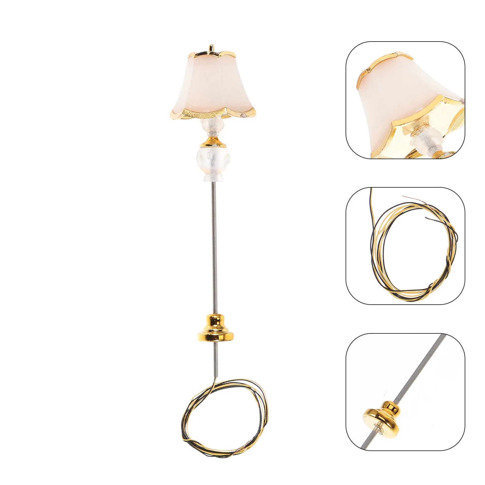 

Миниатюрная настольная лампа из сплава для кукольного домика, стильный и устойчивый светильник с плоским основанием для декора, изящный настольный светильник