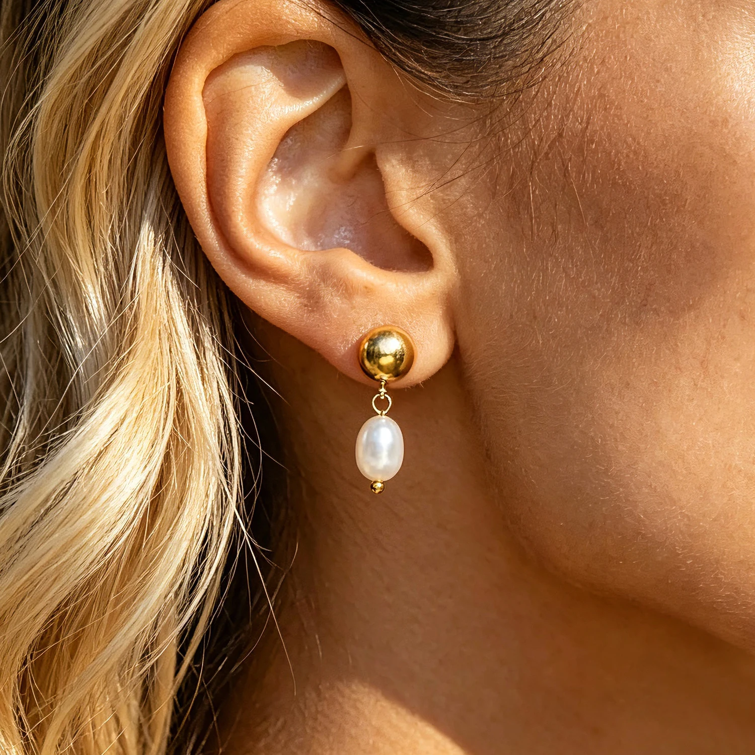 Vintage Classic Pearl Earrings 18K Gold Plated Stainless Steel Minimalist CZ Stud Drop Tiger Eye Elegant Daily Earrings for Wome