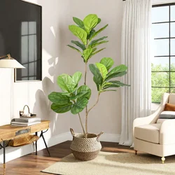 70/103cm Artificial Ficus Tree Branches Large Banyan Leaves Fake Rubber Plant Plastic Tall Plant Landscape For Home Garden Decor