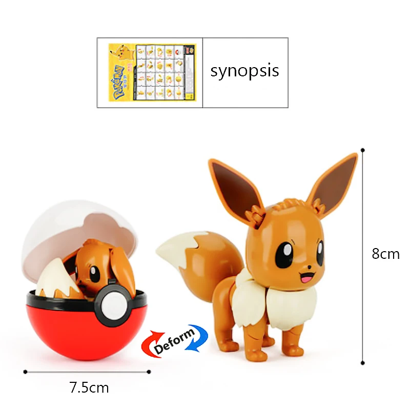 Hoge kwaliteit Pokemon bal vervorming speelgoed Pikachu Mewtwo Gyarados Pocket Monster Pokeball Pokemon Action Figure kinderen speelgoed Gif