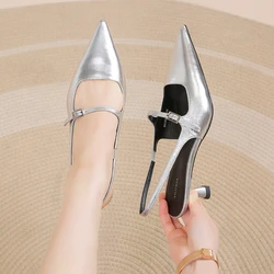 Spring Women's Slingbacks Shoes New Pionted Toe Thin Heel Starp Sandals for Women Sexy Dress Party Women's Heeled Shoes Pumps