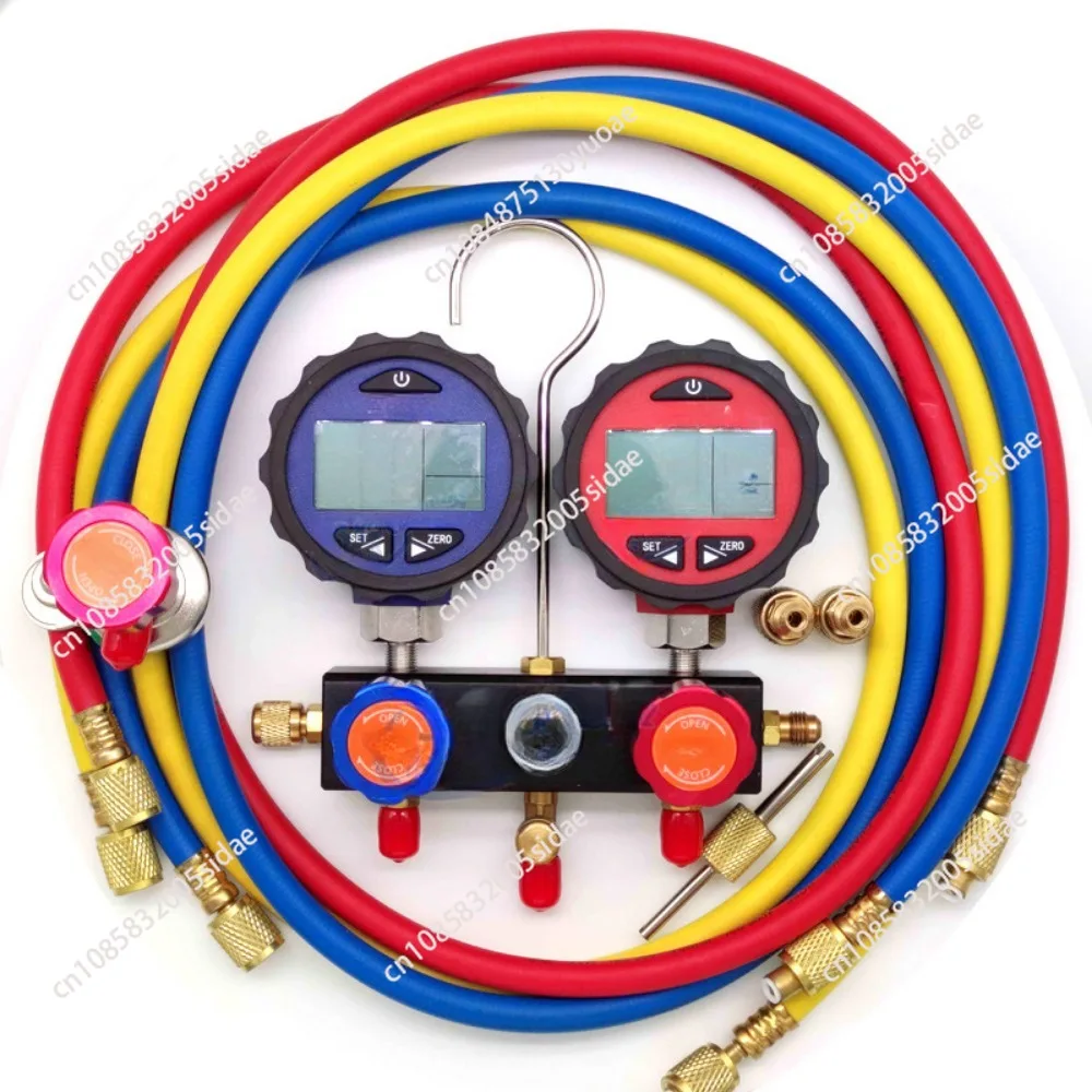 DMG-3 AC Manifold Gauge Set 2 Way Fits R134A R410A and R22 Refrigerants with Hoses Coupler Adapters+ Carrying Case