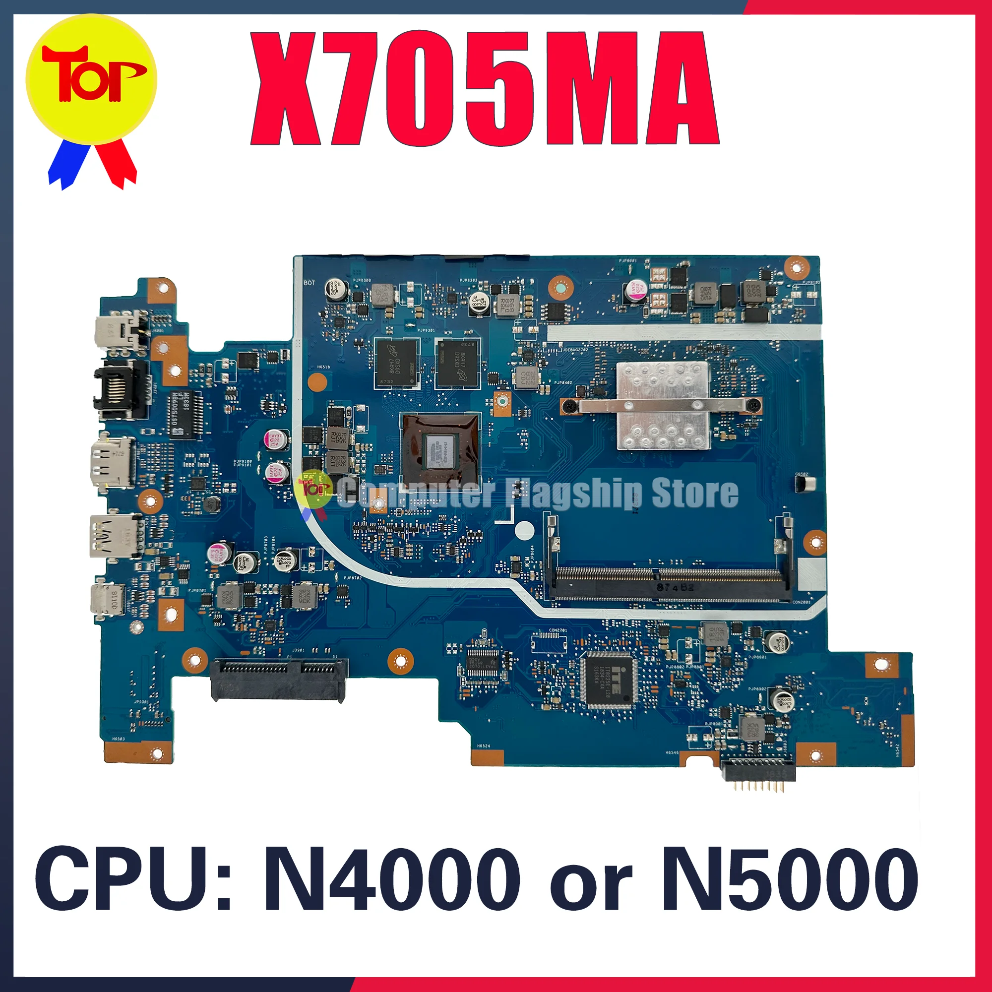 Imagem -01 - Placa-mãe do Portátil para Asus Vivobook 17 X705ma X705m Placa-mãe w N5000 N4100 N4000 V2g Uma Ddr4 100 Teste ok