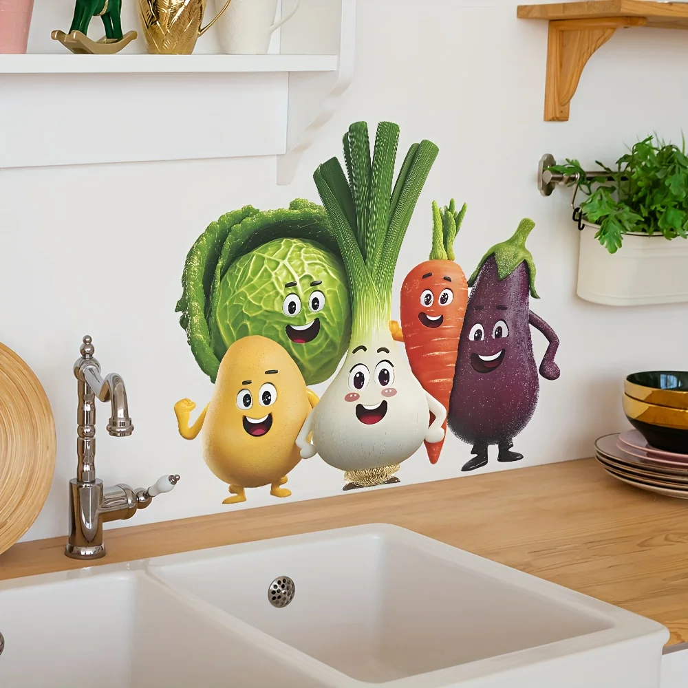 1pc vegetable theme wall stickers, self-adhesive stickers, suitable for living room, bedroom and study.