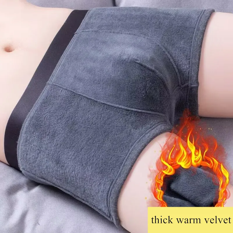 

Men Boxer Shorts Thermal Underwear Man's Fleece Thickened Boxers Briefs Autumn Winter Warm Velvet Panites Male Underpants L-4XL