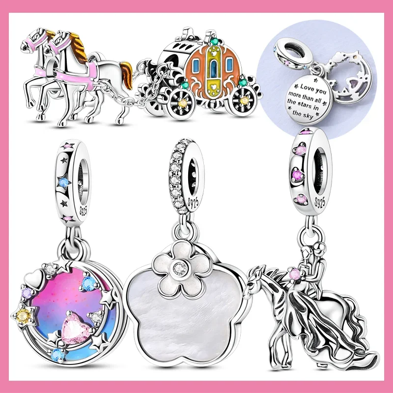 New Charms Silver S925 Riding Horse Pumpkin Carriage Beads Magic Heart Charms Fit Original Bracelets DIY Fine Gifts for Women