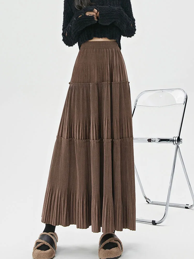 

Long Skirts Women Vintage Velvet Skirts Female Autumn Winter High Waist Maxi Skirt Ladies Elegant Fashion Solid Pleated Skirts