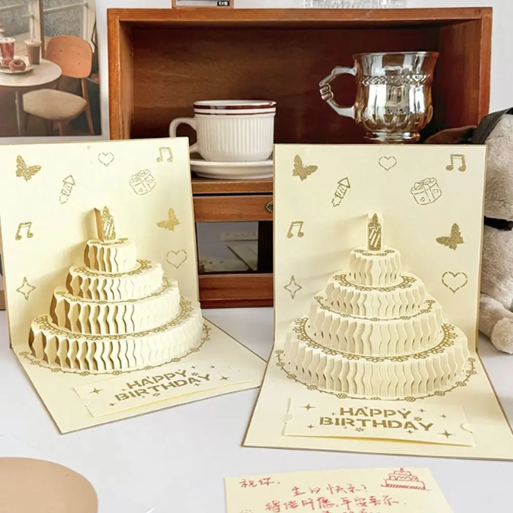 

Folding 3D Birthday Card with Envelope Postcard Happy Birthday Card Surprise Handmade Pop-Up Greeting Card Party Supplies
