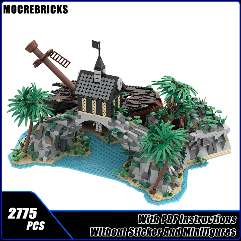 

2775PCS Medieval Dominica Pirate Beach Architecture Building Blocks Model DIY Technology Bricks Toys Creative Children’s Gifts