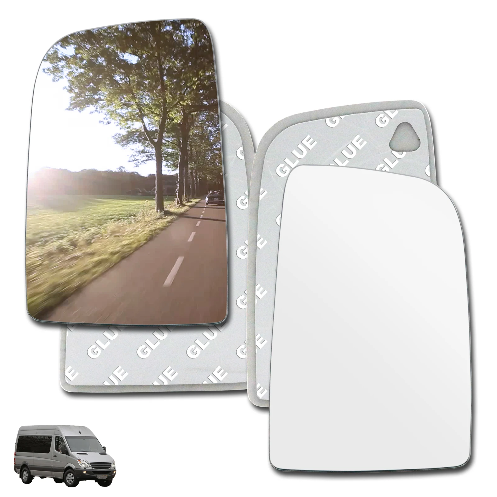 For Mercedes-Benz Sprinter VW Crafter 2006-2017 Left Right Side Mirror Glass Convex Self Adhesive No Plate Stick On Wide Angle